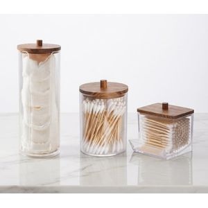 3 Distributeurs de Salle de Bain – Rangement pour Cotons + Cotons-Tige