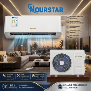 NOURSTAR CLIMATISEUR  SPLIT Inverter 9000BTU Refroidissement & Chauffage, WiFi intégré, Fonction Turbo  RE 9000BTU-INV 