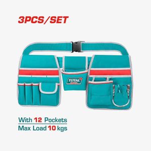 TOTAL Ceinture Porte-Outils Professionnelle - 12 Poches - Polyester 1680D Haute Résistance