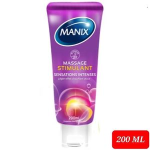 Manix Gel de massage stimulant (200 mL) a effet chauffant pour stimuler l'excitation et le plaisir Compatible avec les préservatifs