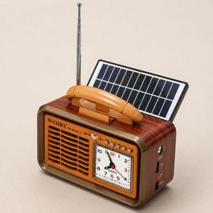 WAXIBA Radio Solaire Portable Multifonction – Lampe LED, Horloge, Antenne FM/AM, Batterie Rechargeable – Idéale pour la Maison et le Camping