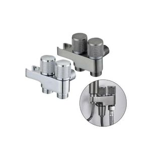 Robinet mural double en alliage de zinc, ideal pour sanitaires et maison.