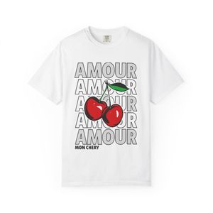CAPRI T-Shirt Graphic "AMOUR Mon Chéry" Cherries – 100% Coton Premium Aesthetic Unisex