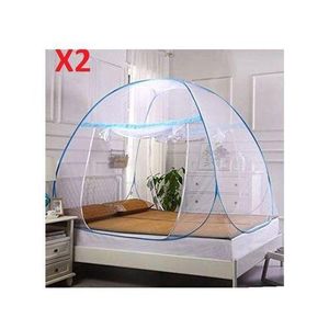 Pack 2 pièces tente Moustiquaire dôme pop-up pliable Anti-moustiques Pour Lit 2 places