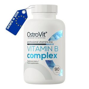 OstroVit Vitamin B Complex 90 Tablets - B1, B2, B3, B5, B6, B7, B9, B12, Vitamin C and Vitamin E  