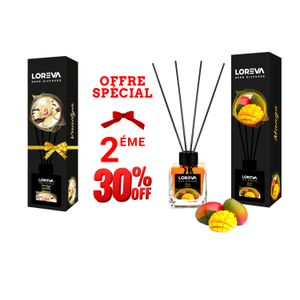 LOREVA Diffuseur d'Ambiance VANILLE et MANGUE 200ml Luxe pour votre Maison ou Bureau.