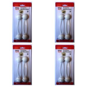 Lot de 4 - Fermeture de Sécurité Multifonctions - Adhésif Puissant - Pour Armoires et Tiroirs Bébé - Blanc