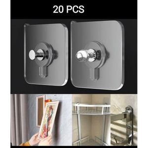 20 Pièces Crochet Adhésif Transparent, Adhesif Mural Tableau