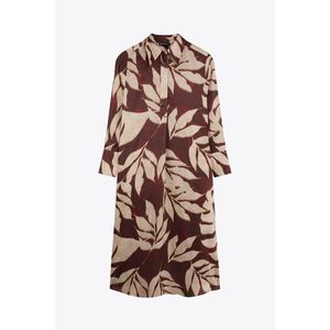 Marwa فستان طويل مطبوع عليه أوراق شجر بوردو