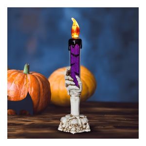 Bougie LED Tête de Mort - Décoration Halloween Effrayante - Ambiance Festive - Lumière Chaude