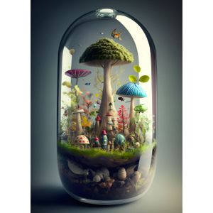 Mushrooms in bottle  Poster Chambre Haute Qualité