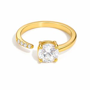Clémentine Paris Bague de luxe pour femme plaqué or Symphonie Solitaire RGN136-1
