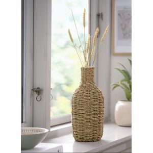 Grand Vase Décoratif Rotin Tressé Ø15xH31cm - Style Bohème Naturel  Vase à Fleurs Séchées & Pampa