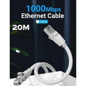 Câble Réseau RJ45 Internet 1000 Mbps Haute Vitesse 20 Mètres CAT 6