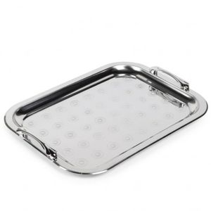 Plateau de Service Grand Format en Acier Inoxydable 100% – Diamètre 55 cm – Solide et Élégant