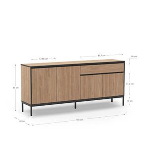 Dansmamaison.ma LORENZA Buffet avec 4 portes et 1 tiroir 180 cm - Chêne