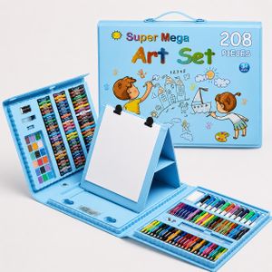 Coloriage Enfants Livre , Kit Dessin Valise Coffret d'art, 208 Pcs avec pastels à l'huile crayons de couleur pinceau trombone gouache...