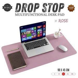 Drop Stop Tapis de Bureau, Sous Main Bureau en Cuir PU, Grand Tapis de Souris Bureau, Sous Main Bureau Cuir Étanche pour Bureau et Maison (Rose 90 * 45cm).