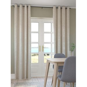 Lot de 2 Rideaux Chenille Sable 140x300cm Oeillets Isolant Thermique Occultant Décoratif Chambre Salon Polyester