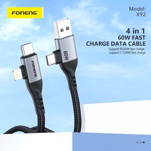 Câble USB-C vers Lightning Foneng X31, 3A, 2m - Blanc 