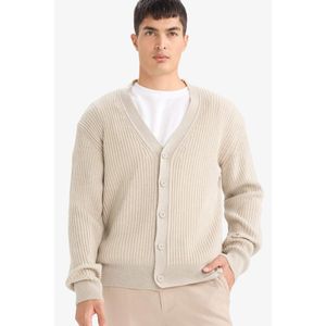 Defacto سترة تريكو قصة عادية برقبة V