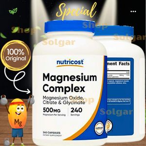 Nutricost مجمع المغنيسيوم 500 ملجم - أكسيد المغنيسيوم، سترات، وجليسينات، 240 كبسولة