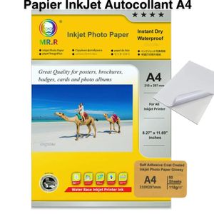 Papier Photo Autocollant A4 MR.R Inkjet Brillant 115g