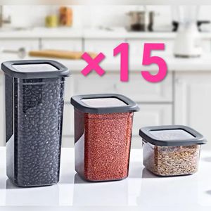 15   bocaux en plastique avec couvercle Récipient de stockage