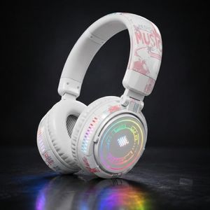 Deep Bass Casque Bluetooth R25 RGB – Édition Street Art Blanche