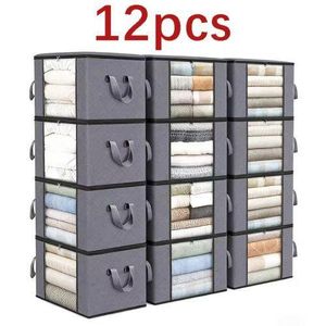 pack 12 Sacs De Rangement Pour Couettes Portables De Grande Capacité 90L avec fenêtre transparente et Poignées renforcées