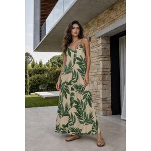 Marwa فستان طويل مطبوع
