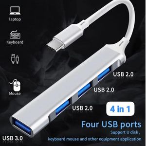 Concentrateur USB C, Concentrateur USB Multiple 4 Ports, USB 3.0,  Concentrateur USB 2.0, Séparateur USB Portable de Type C, Compatible 