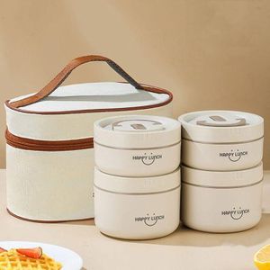 Boîte à lunch isotherme en acier inoxydable avec cuillère pliante pour bureau et camping – sans BPA, couleur blanche