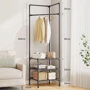 General Porte-vêtements multifonction avec double étagère de rangement