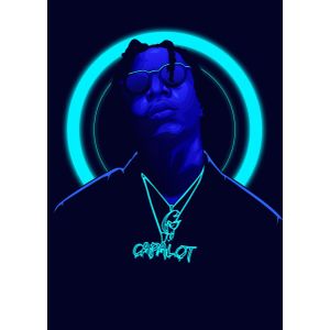 Polo g neonblue art  Poster Chambre Haute Qualité