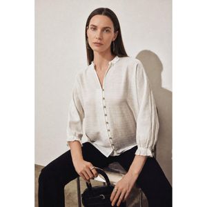 Defacto Chemise blanche à col V et manches longues