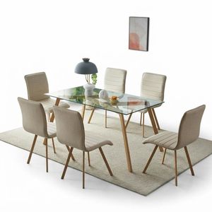 Dansmamaison.ma Pack LARA Table rectangulaire avec 6 chaises 150 x 80 cm