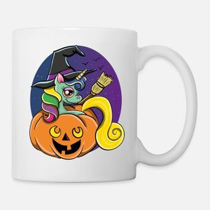 Funny Halloween Unicorn Witch In Jack-O-Lantern Mug, Haut Qualité , كأس ,كوب مخصص ,هدية عيد ميلاد