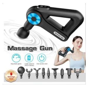 مسدس تدليك عضلي كهربائي مثلث الشكل – 9 مستويات اهتزاز و9 رؤوس قابلة للتبديل، جهاز قابل لإعادة الشحن للاسترخاء والتعافي