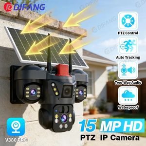 Caméra solaire WiFi/4G sans fil pour extérieur, triple objectif 6K et triple écran PTZ CCTV, suivi automatique des personnes, caméra de sécurité étanche IP66