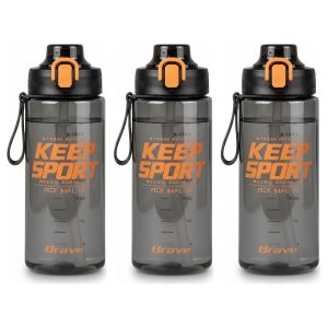 Lot de 3 - Bouteille De Sport Keep - Grise Avec Paille Intégrée - Pour Activités Physiques Et Quotidiennes - Capacité 750ml