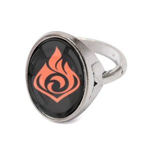 Genshin Impact Game Elements Of Teyvat Anemo Geo Electro Dendro Hydro Pyro Cryo Ice Style 1 - Ring Bague