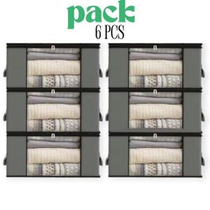 ensemble de 6 sacs rangement économiseur d'espace fenêtres transparentes Vêtements Literie Jouets et couvertures idéal pour armoire grand