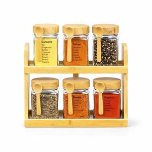 Pandiani Pots à épices, service à épices avec support 6 éléments