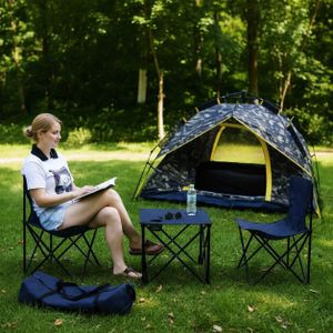 Lot table pliante et chaises avec Porte-gobelet pour activités extérieures Couleur aléatoire