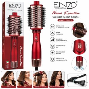 ENZO EN-4137 – Brosse Chauffante Nano Keratin 3 en 1 pour Séchage, Lissage et Volume
