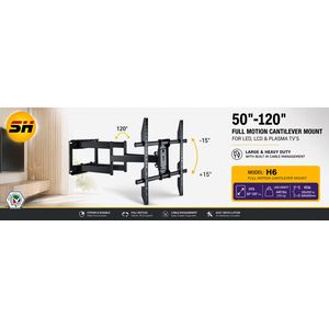 Support tv mural mobile pivotant robuste en acier de haute résistance pour TV 50 – 120 pouces jusqu'à 200kg