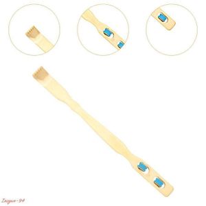 Gratte-dos en bois naturel avec roulettes de massage orange