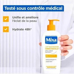 Mixa Lait Niacinamide Correction Éclat pour Peau Sèche et Terne -250 ML