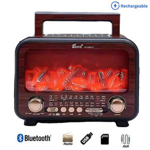 Fepe Portable Antique Radio AM/FM/SW, USB/SD/TF Card AUX Bluetooth MP3 Rechargeable